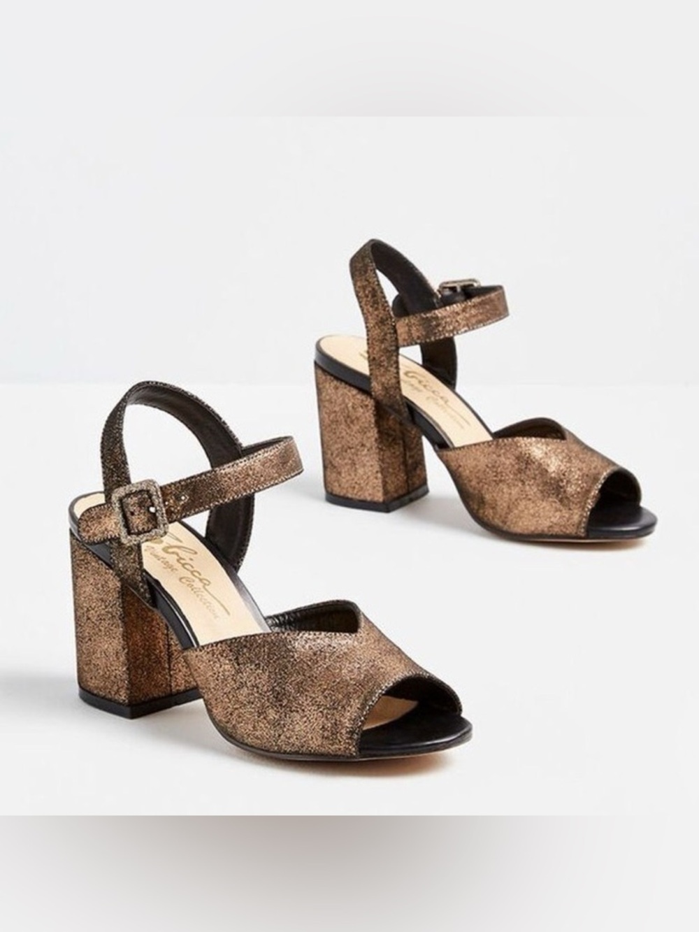 ModCloth Sbicca Bronze Leather Block Heel Sandals